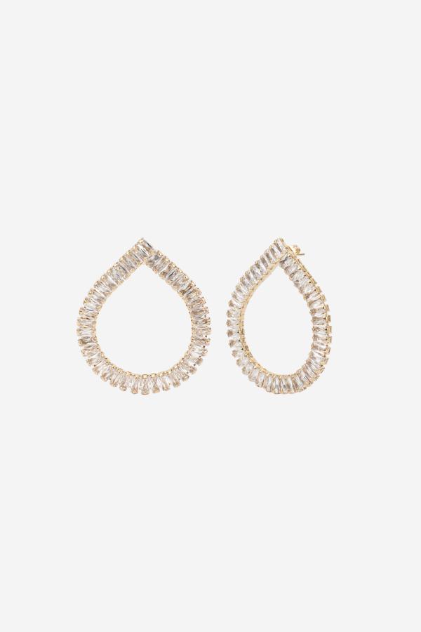 Baguette Drop Earrings, Women, Gold