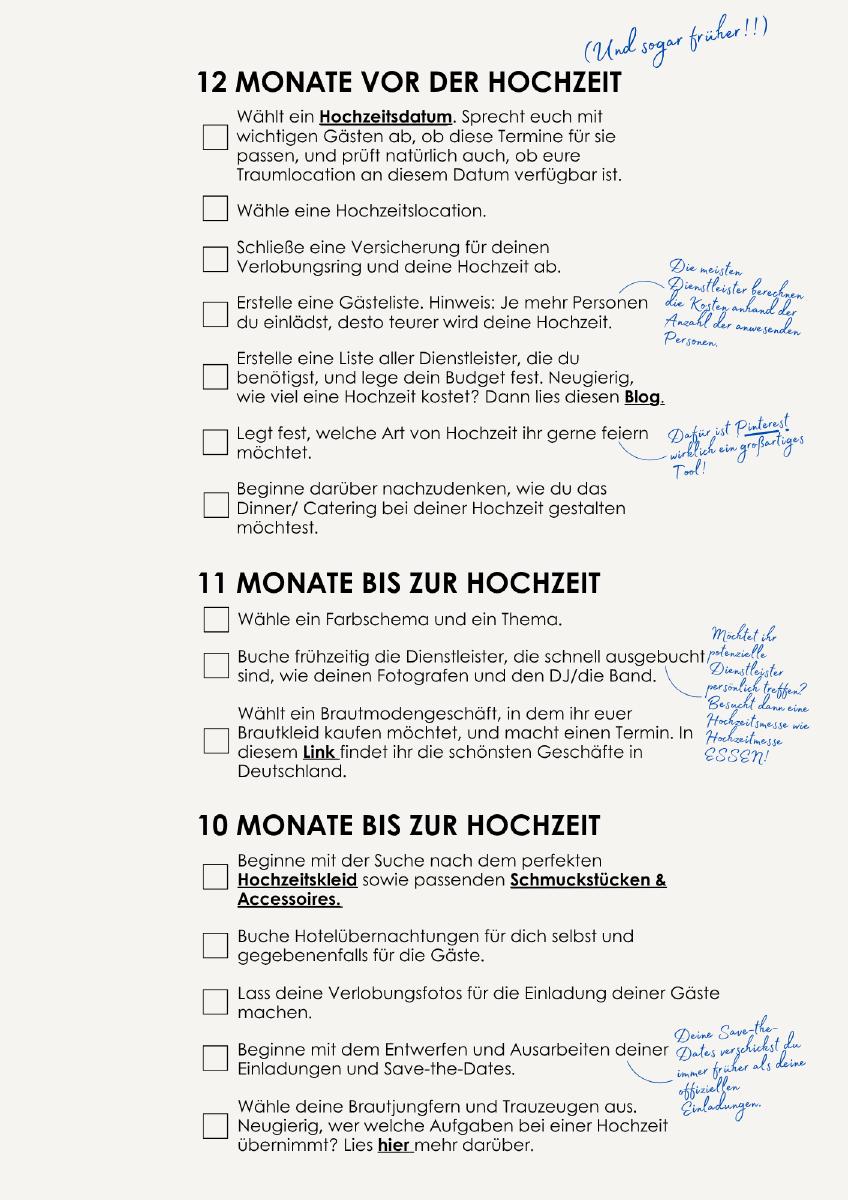 DIE ULTIMATIVE HOCHZEITS-CHECKLISTE