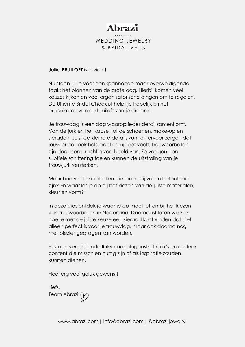 De interactieve Abrazi checklist voor je bruidsoorbellen