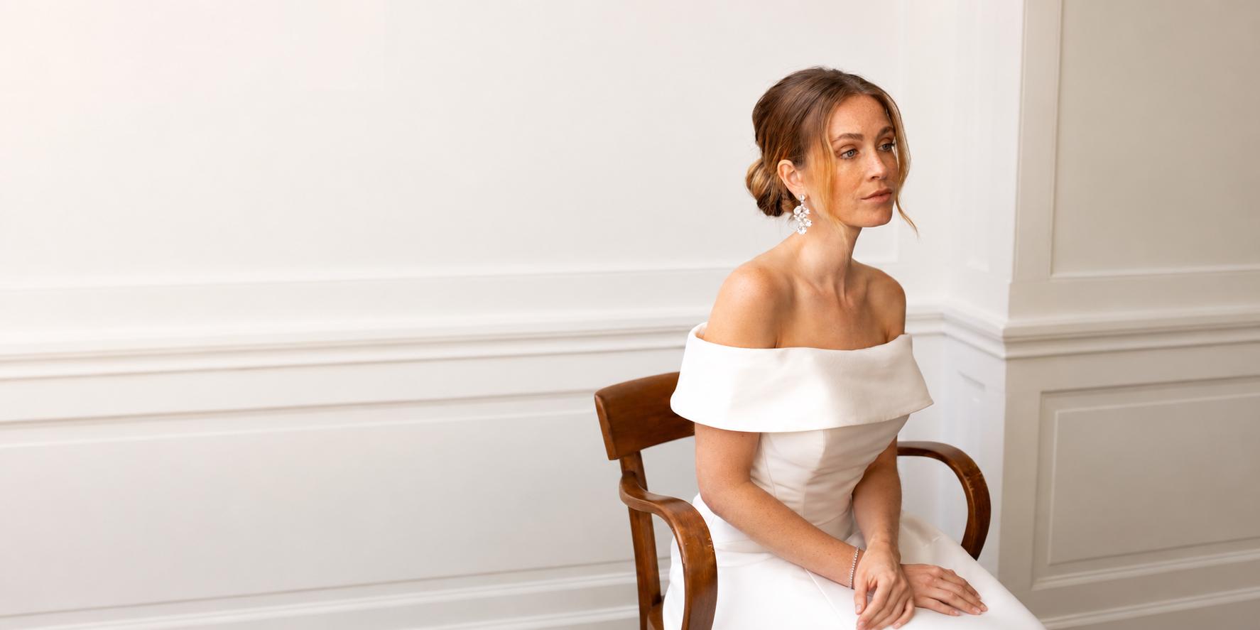 bridal jewelry for strapless dress Necklace Backless&Strapless Wedding in Silver,Gold,Rose Gold PoetryDesigns Modern Bridal Jewelry Set with Long Drop Earrings The Bride Best Jewelry For