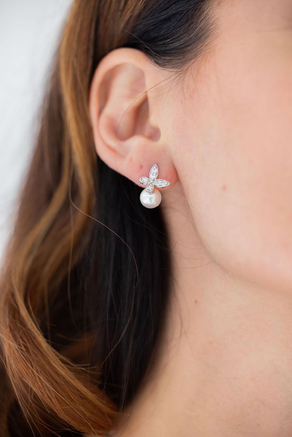 Flora Earrings, Women, Silver