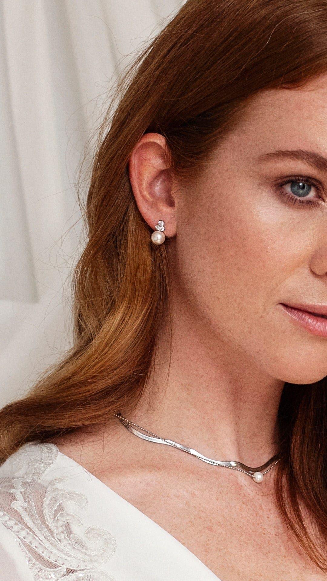 Julia Pearl Earrings, Women, Silver