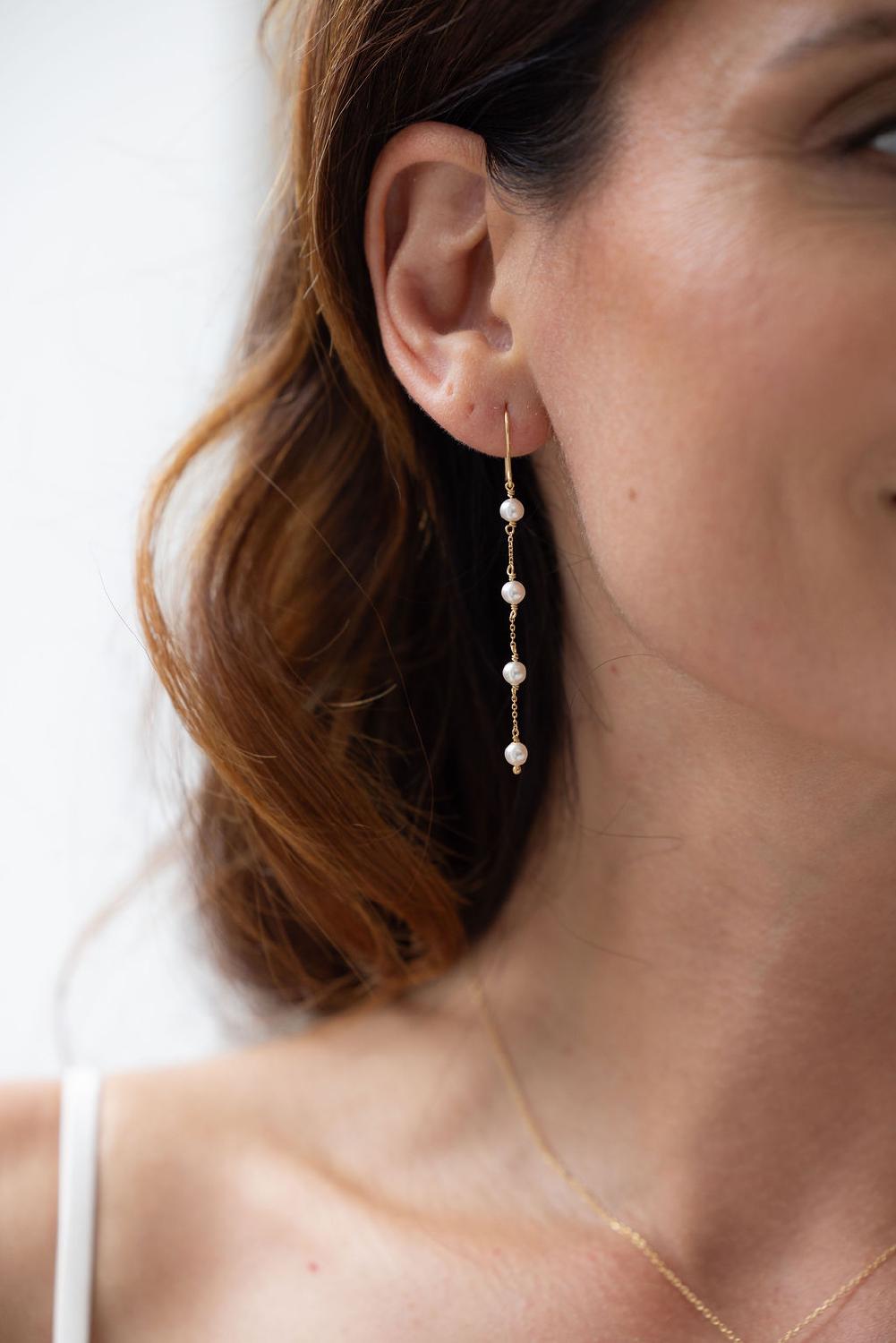 Lou Earrings, Women, Gold