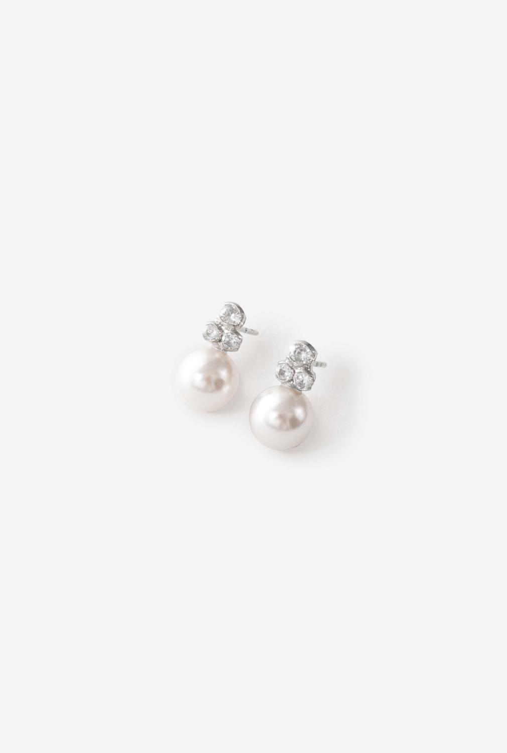 Julia Pearl Earrings, Women, Silver