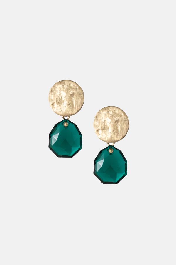 June Earrings, Women, Emerald