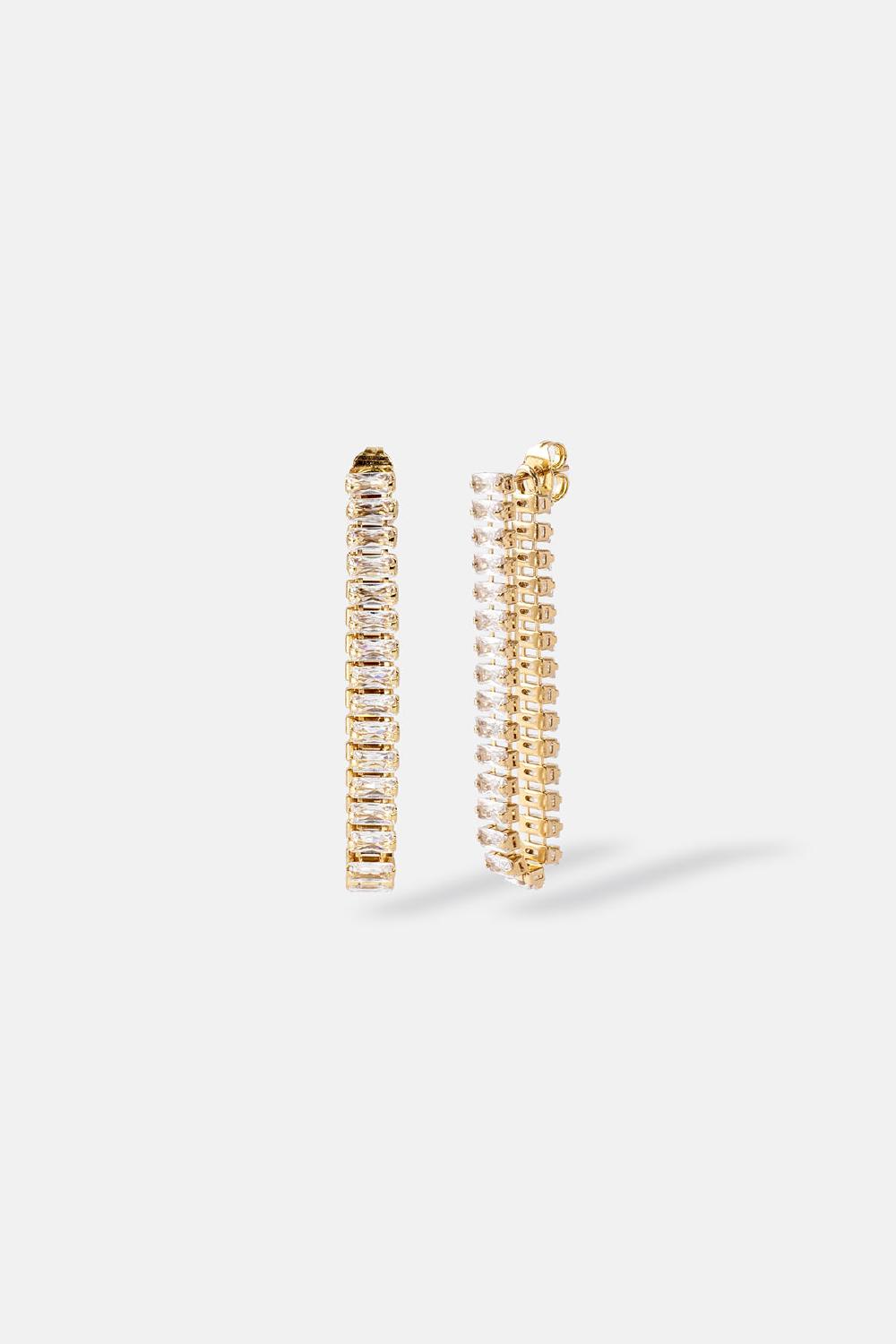 Baguette Double Earrings, Women, Gold