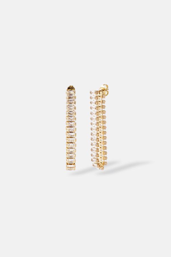 Baguette Double Earrings, Women, Gold