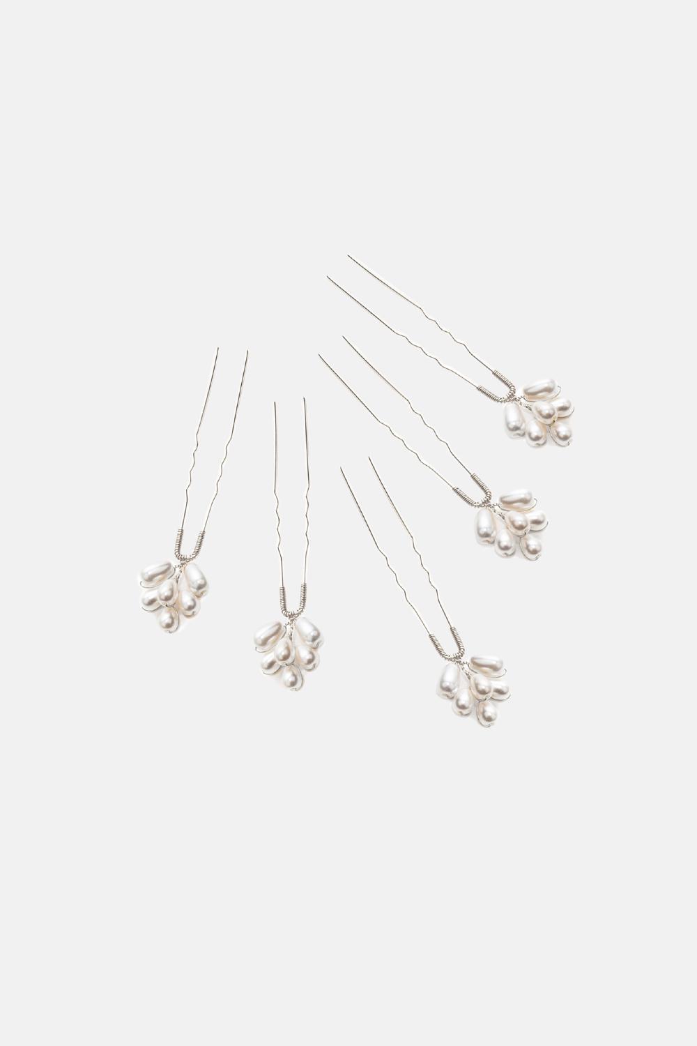 Perla Hair Pins, Women, Silver