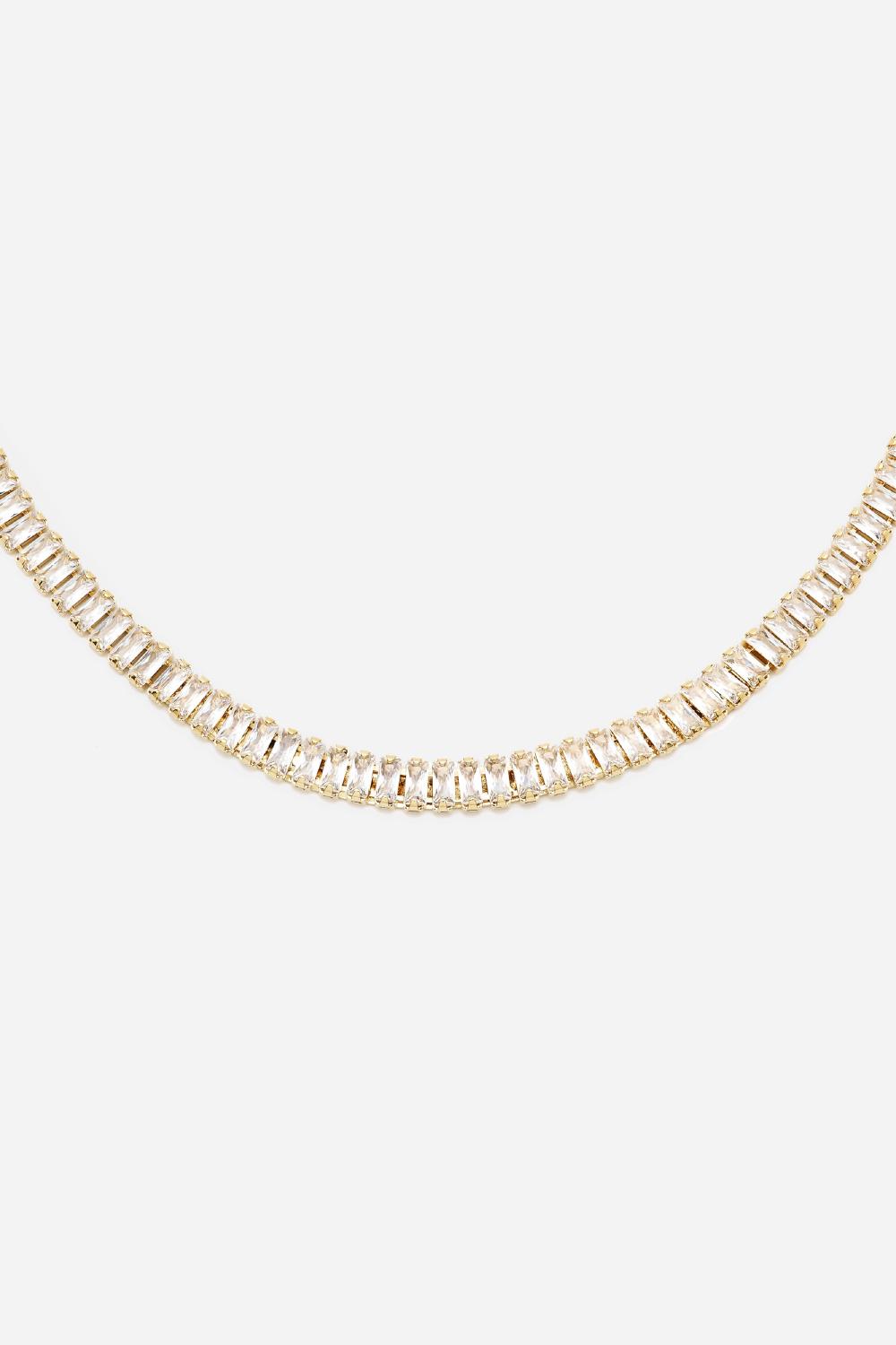 Baguette Necklace, Women, Gold