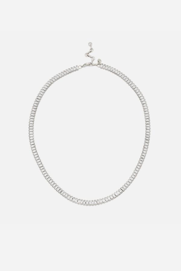 Baguette Necklace, Women, Silver